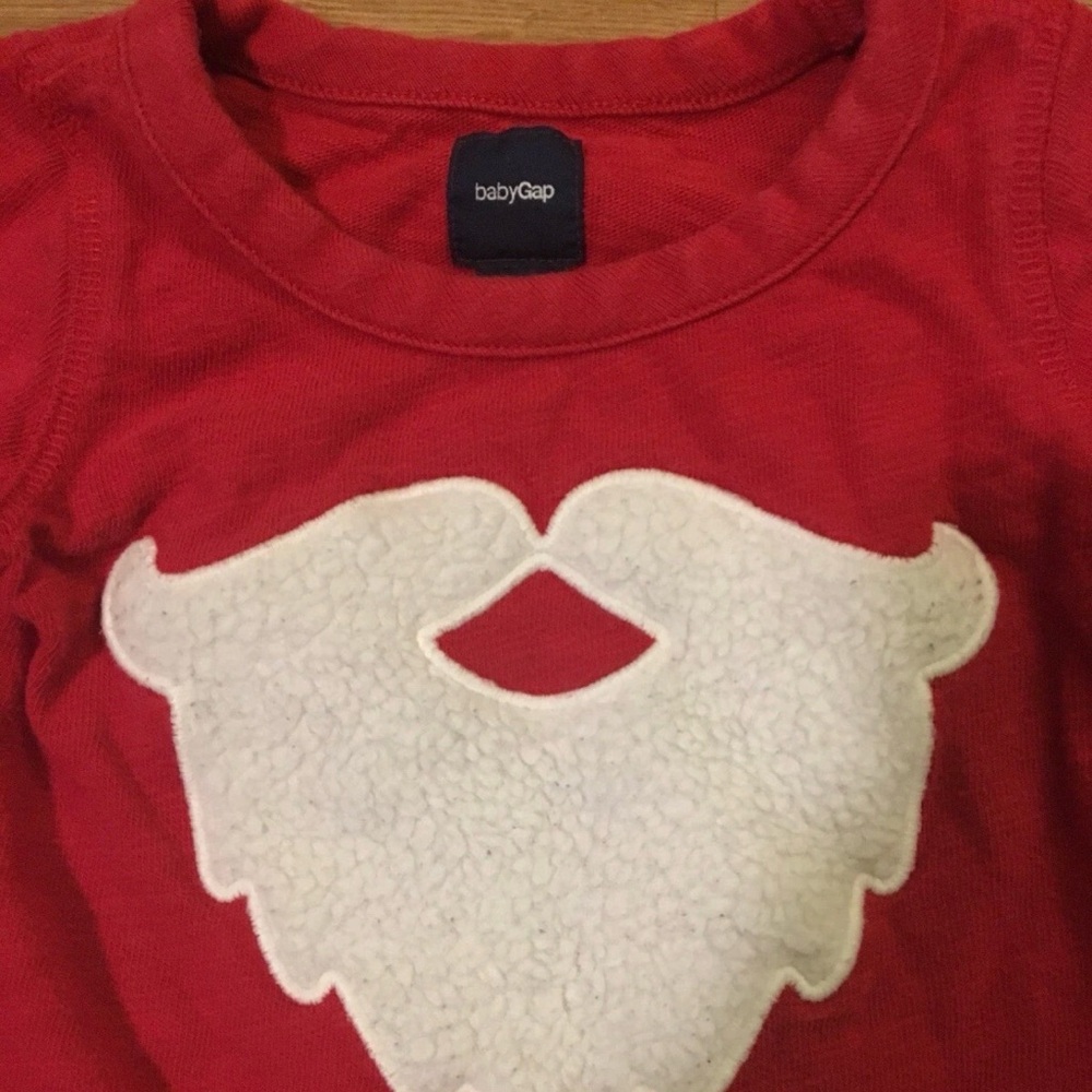 Baby Gap Red Sweater Christmas Santa Claus Moustache Cotton Size 12-18 Months